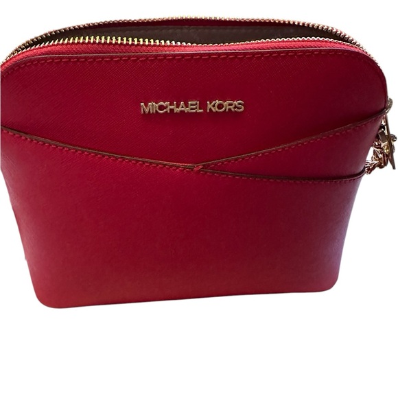 NWT Michael Kors Jet Set Travel Bright Red Leather Bag - Picture 6 of 16